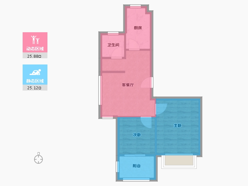 浙江省-宁波市-李渡湾-57.83-户型库-动静分区