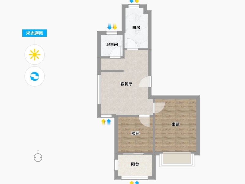 浙江省-宁波市-李渡湾-57.83-户型库-采光通风