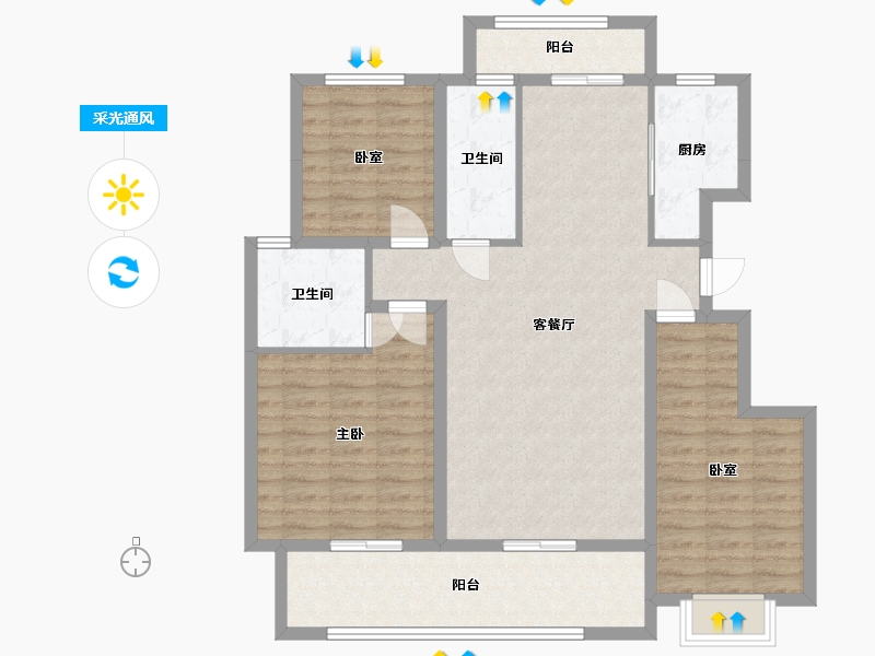 安徽省-淮南市-淮南文商城3期C区-102.40-户型库-采光通风