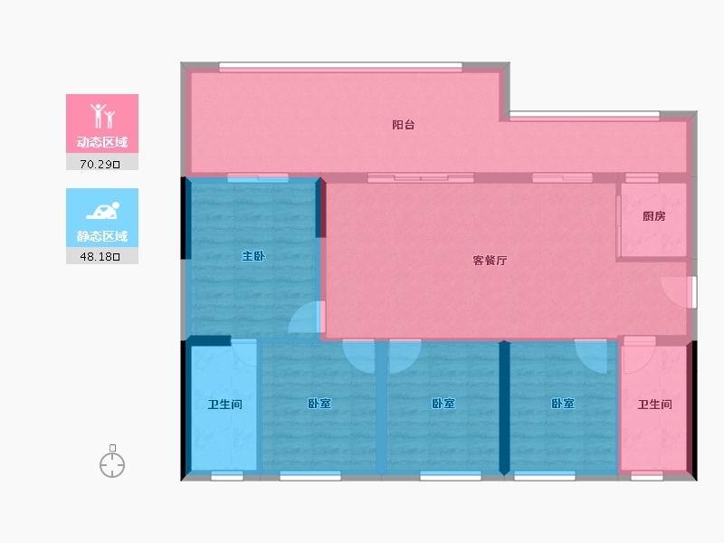 四川省-宜宾市-远达·时代公园城-107.35-户型库-动静分区