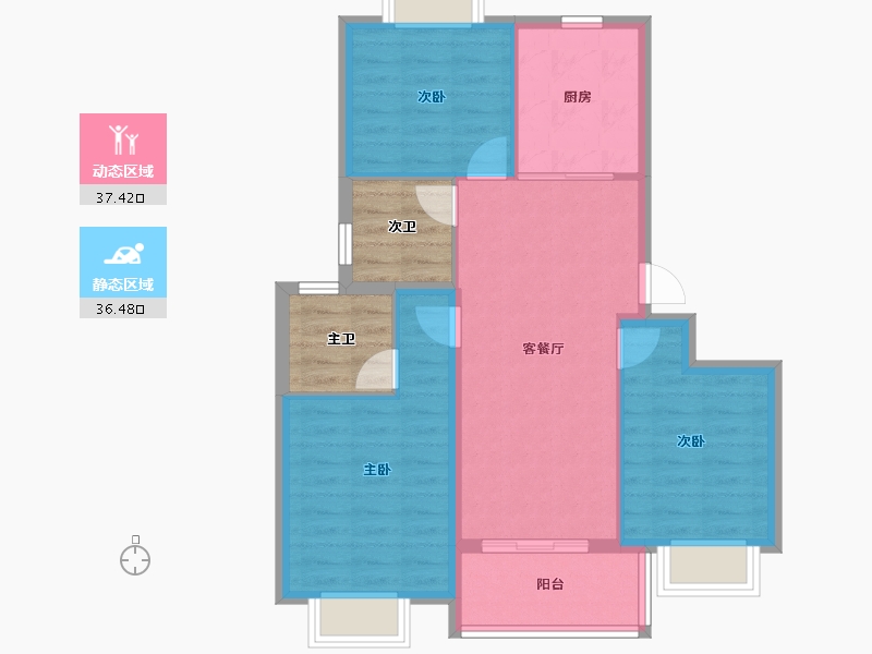 上海-上海市-碧云澧悦-74.45-户型库-动静分区