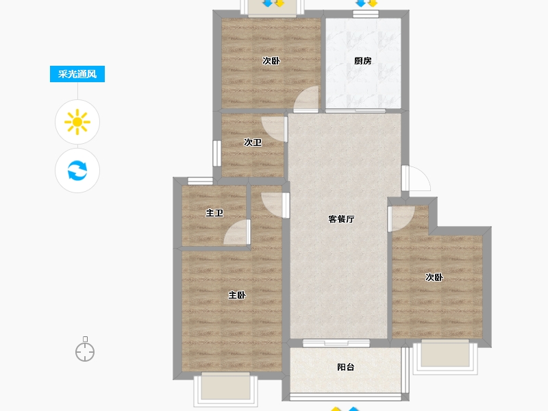 上海-上海市-碧云澧悦-74.45-户型库-采光通风