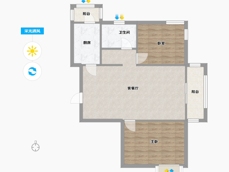 天津-天津市-富瀛洲花园-69.10-户型库-采光通风