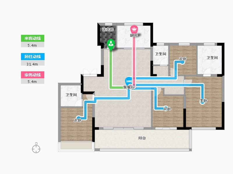 浙江省-台州市-绿城大环·凤启潮阳-148.00-户型库-动静线