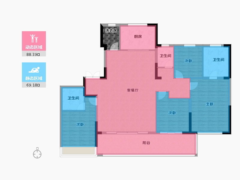 浙江省-台州市-绿城大环·凤启潮阳-148.00-户型库-动静分区