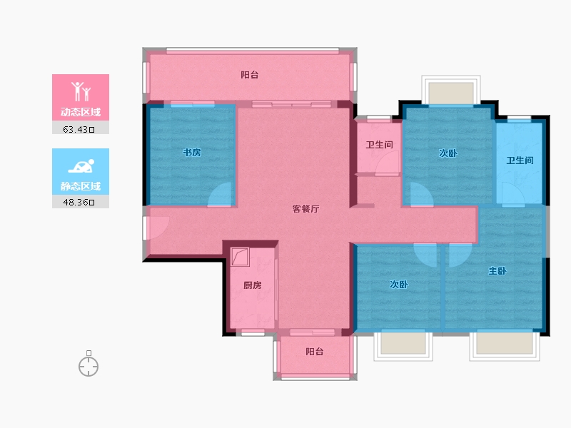 广西壮族自治区-南宁市-大唐世茂锦绣世家-95.50-户型库-动静分区