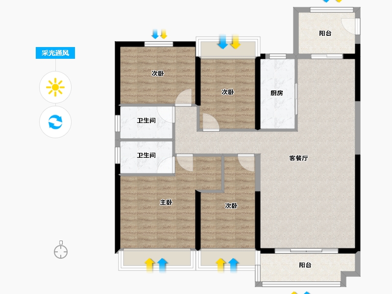 江苏省-镇江市-碧桂园·云顶-116.00-户型库-采光通风