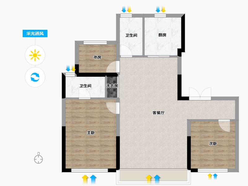 甘肃省-兰州市-保利天汇-83.65-户型库-采光通风