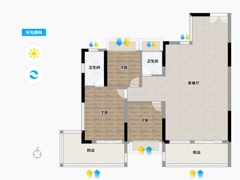 湖北省-孝感市-民邦·璞樾-111.20-户型库-采光通风