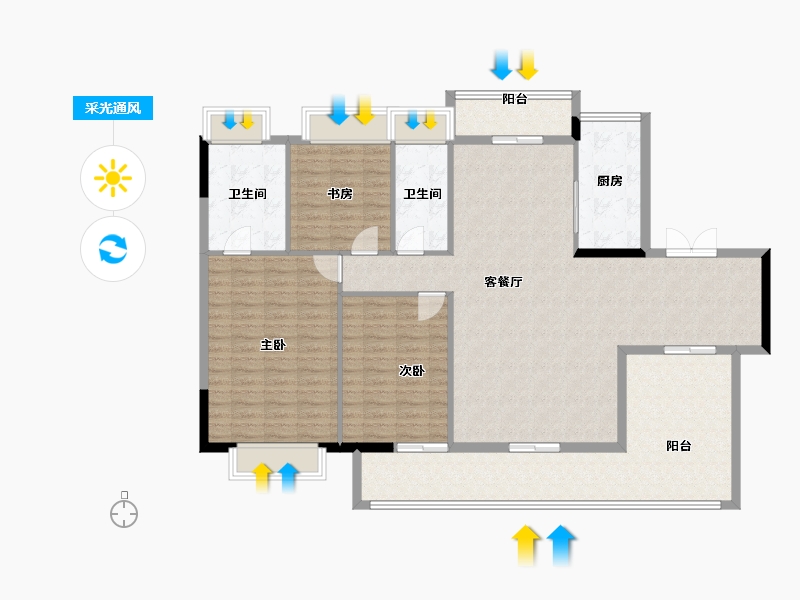 湖北省-武汉市-能建·长江华府-145.72-户型库-采光通风