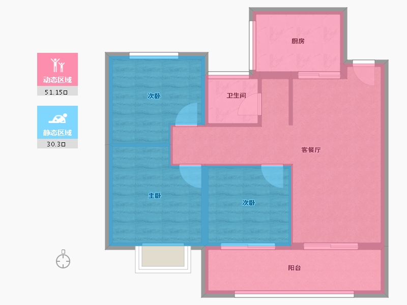 江苏省-南京市-玖华府-73.06-户型库-动静分区