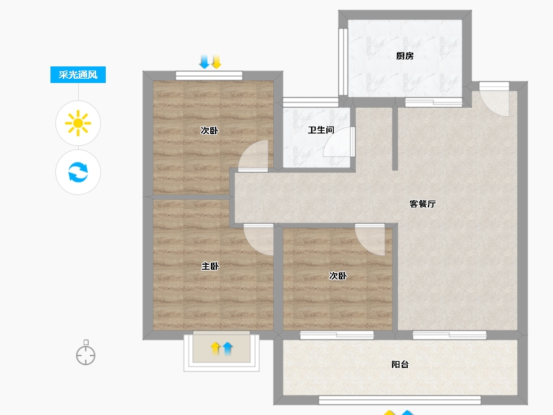 江苏省-南京市-玖华府-73.06-户型库-采光通风