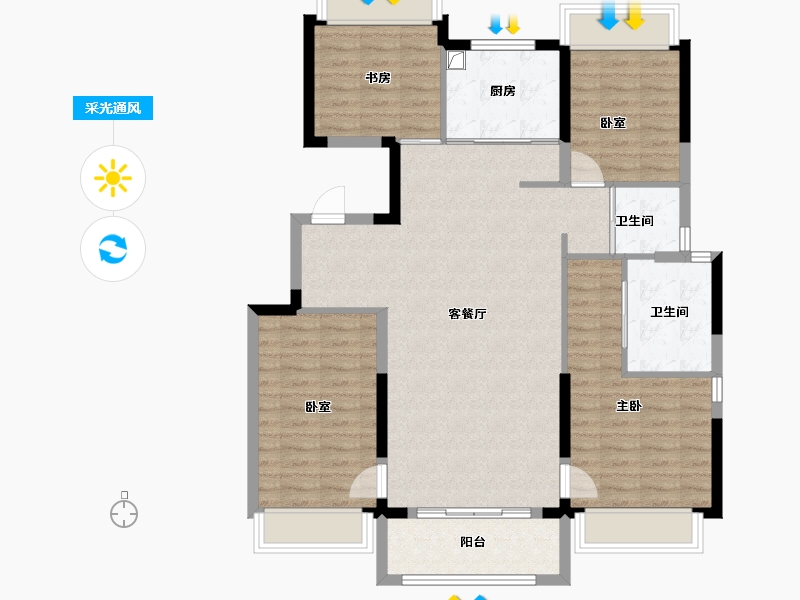 上海-上海市-前滩润璟-106.46-户型库-采光通风