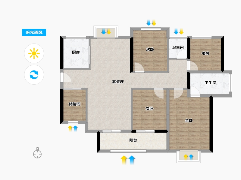 广东省-中山市-越秀建发·玺樾-103.04-户型库-采光通风