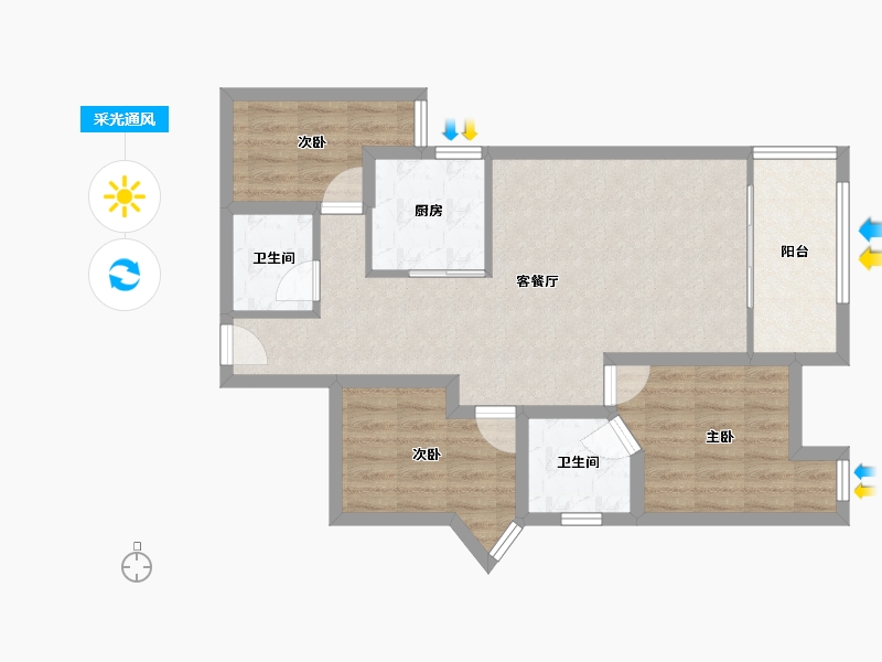 广东省-深圳市-碧桐湾-74.31-户型库-采光通风