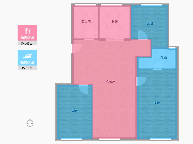 北京-北京市-招商璀璨公元-86.73-户型库-动静分区