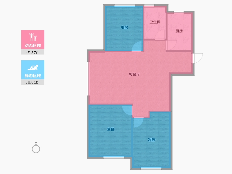 内蒙古自治区-赤峰市-百合苑系·尚苑-76.75-户型库-动静分区