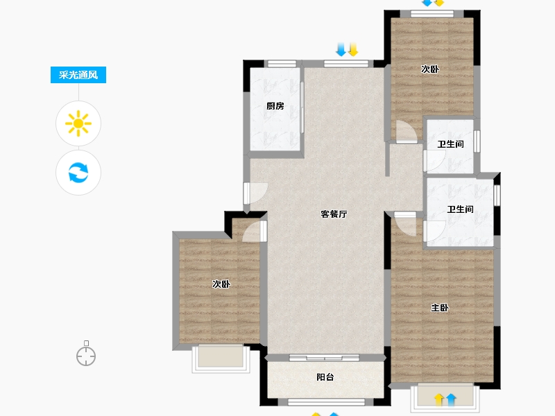 山东省-烟台市-大都珑悦-110.40-户型库-采光通风