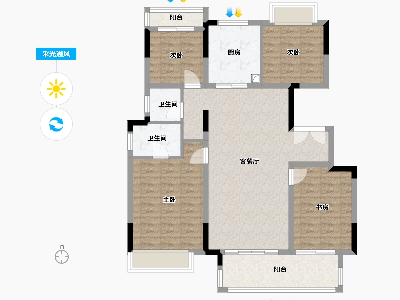 安徽省-宿州市-宿州天元府-105.60-户型库-采光通风