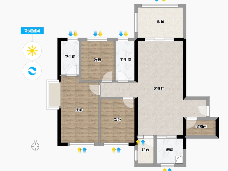 广东省-湛江市-银地上悦城-89.89-户型库-采光通风