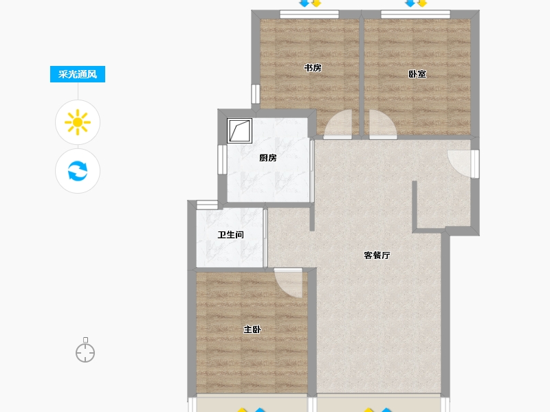 北京-北京市-中海学府里-66.71-户型库-采光通风