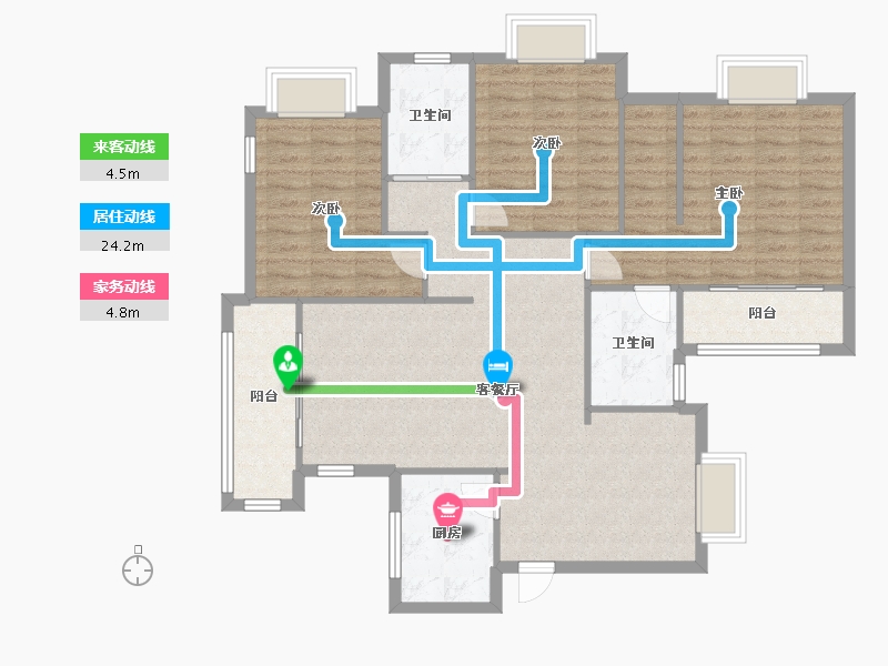 河南省-郑州市-清华大溪地-3号院-100.80-户型库-动静线