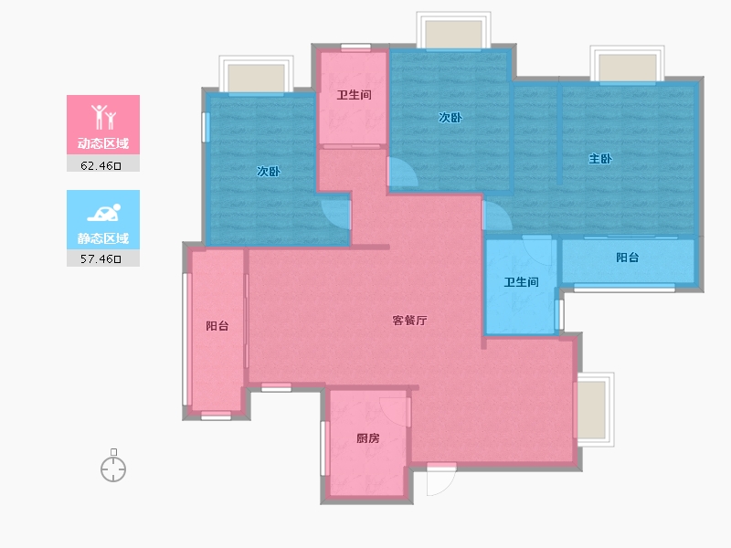 河南省-郑州市-清华大溪地-3号院-100.80-户型库-动静分区