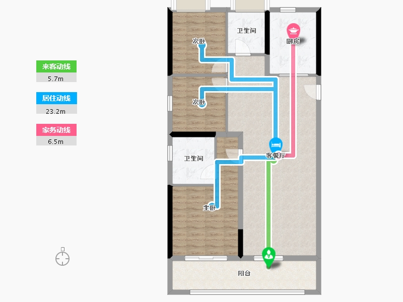 湖北省-武汉市-绿城华生桂语朝阳-99.84-户型库-动静线