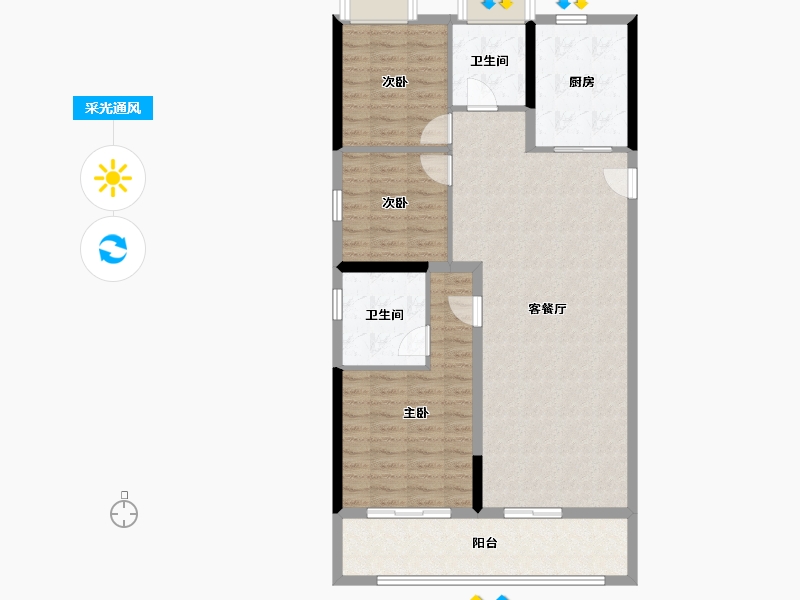 湖北省-武汉市-绿城华生桂语朝阳-99.84-户型库-采光通风