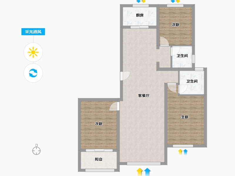 山东省-枣庄市-双子座大厦-127.76-户型库-采光通风