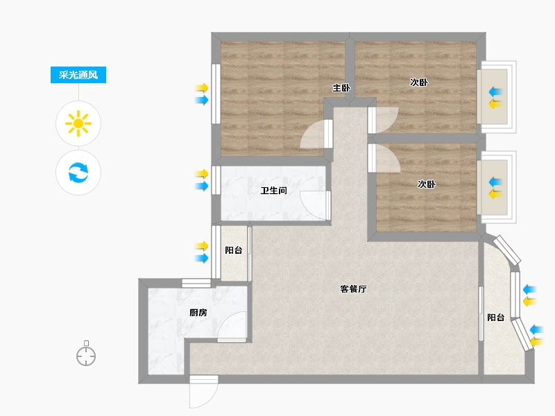 广东省-深圳市-景亿山庄-68.38-户型库-采光通风