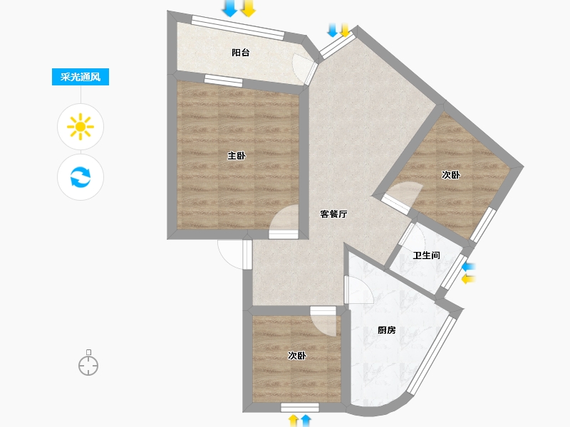 广东省-深圳市-东安花园-56.63-户型库-采光通风