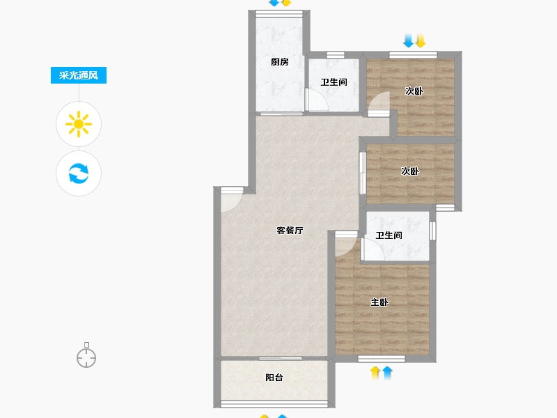 广东省-深圳市-鹏兴花园(一期)-79.62-户型库-采光通风