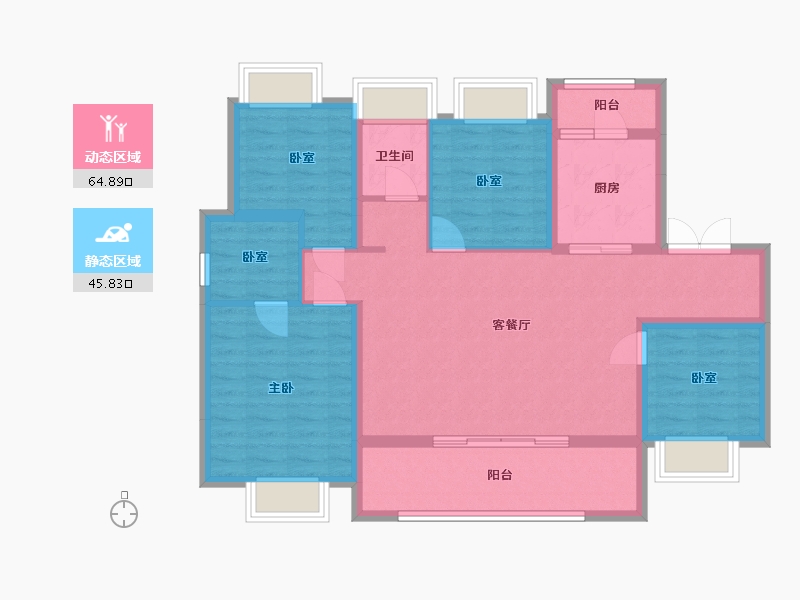 重庆-重庆市-龙湖熙上-98.88-户型库-动静分区