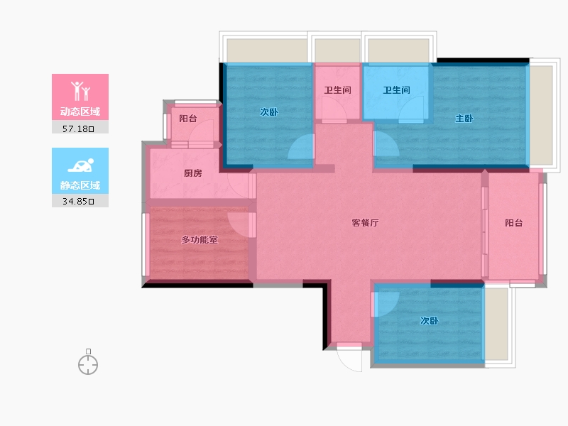 广东省-湛江市-帝景银湾-72.50-户型库-动静分区