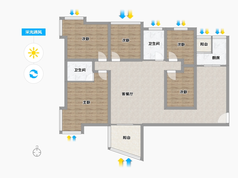 广东省-深圳市-鸿业苑-124.20-户型库-采光通风