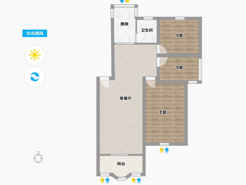 广东省-深圳市-鹏兴花园(一期)-77.43-户型库-采光通风