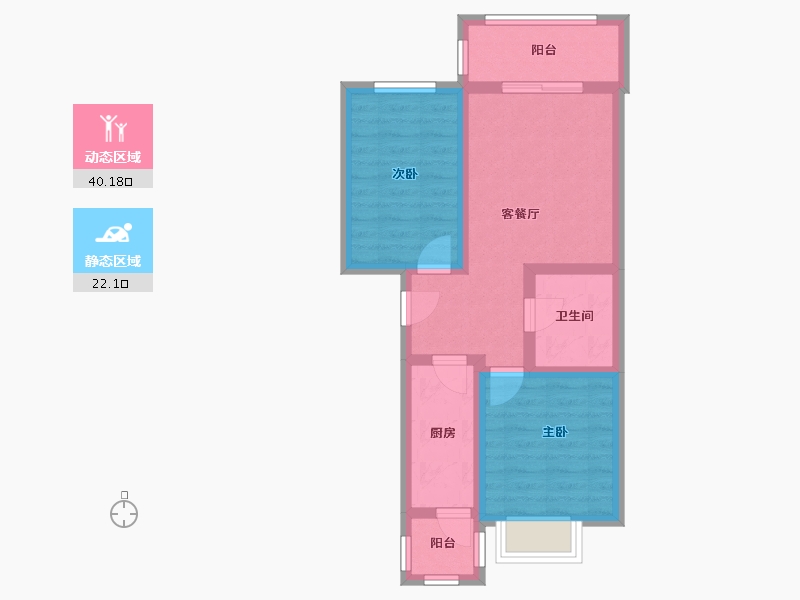 北京-北京市-新海南里-59.20-户型库-动静分区