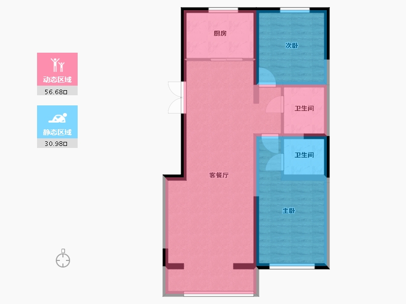 内蒙古自治区-鄂尔多斯市-国达·融泰和园-78.26-户型库-动静分区