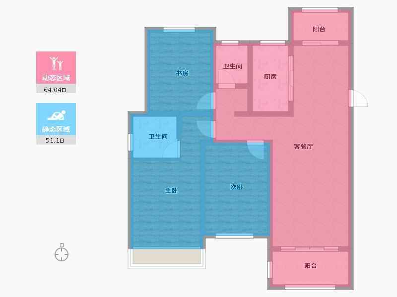 安徽省-宿州市-运河城·外滩-102.40-户型库-动静分区