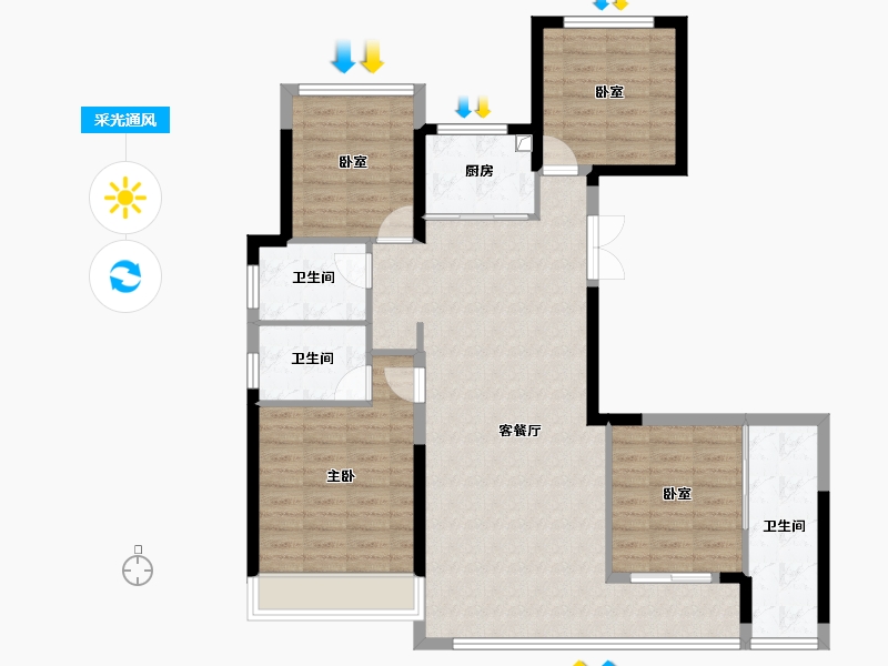 浙江省-温州市-国鸿都会中心-107.26-户型库-采光通风