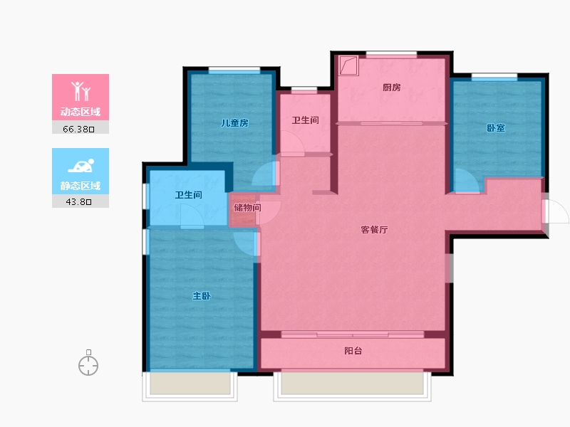 甘肃省-兰州市-万科水晶城-98.96-户型库-动静分区