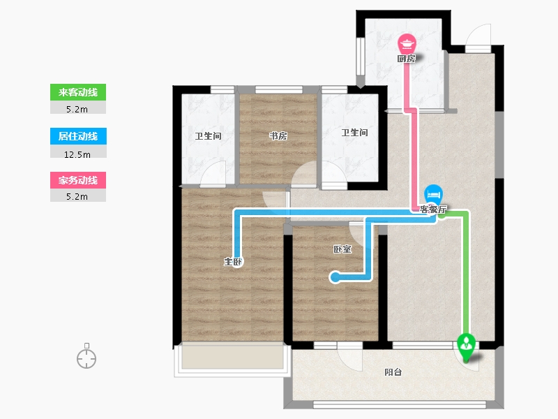 山东省-青岛市-华新园·央和府-86.05-户型库-动静线