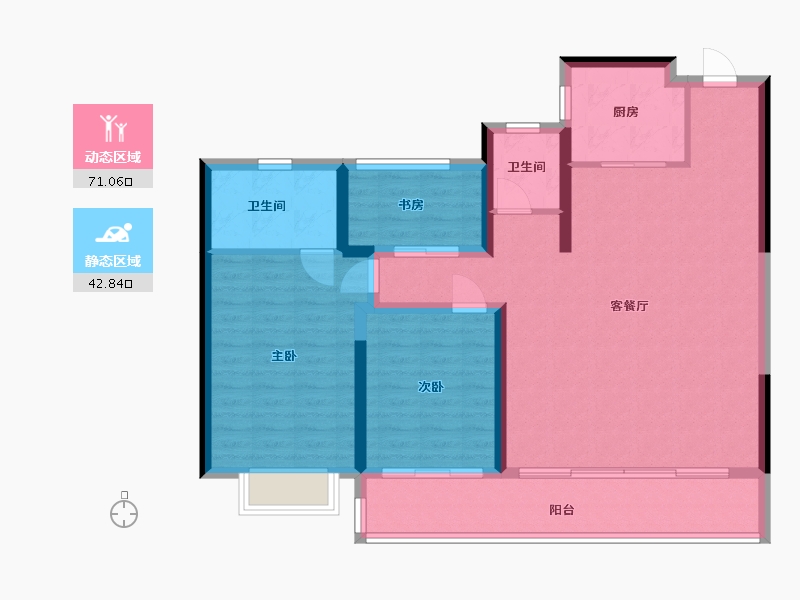 浙江省-温州市-融创凯迪博学园-103.00-户型库-动静分区