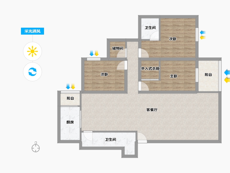 广东省-深圳市-鹏兴花园(六期)-101.79-户型库-采光通风