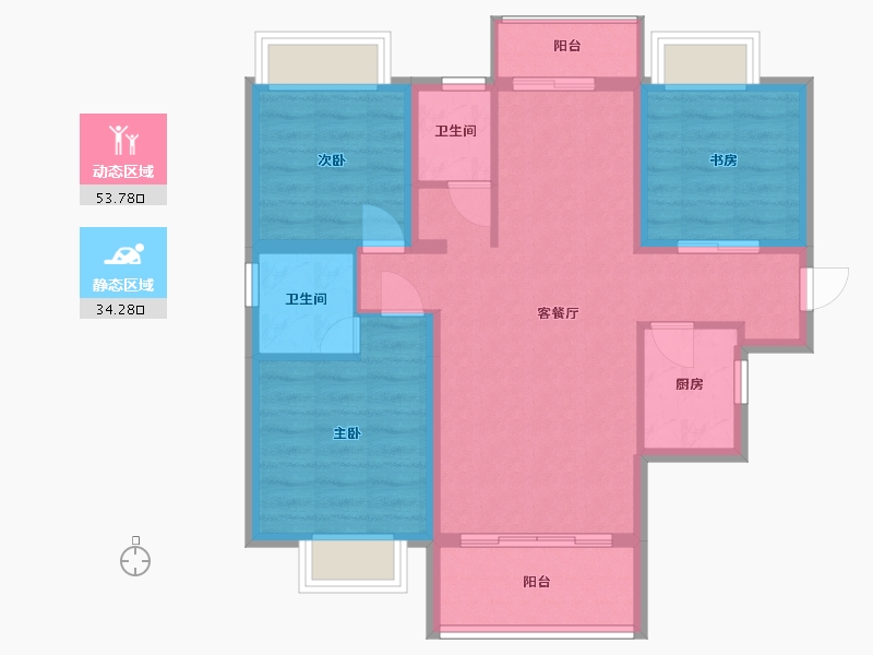 海南省-三亚市-三亚·东岸蓝湾-78.46-户型库-动静分区