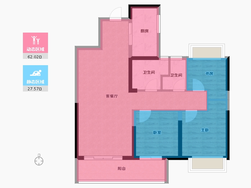 湖北省-武汉市-武汉城建悦享湖璟-79.99-户型库-动静分区