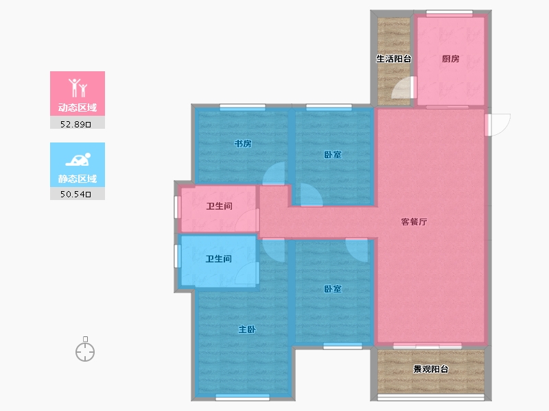 陕西省-西安市-滨江翡翠城-103.12-户型库-动静分区