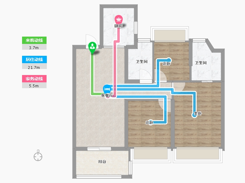 上海-上海市-瑞仕·半岛璟庭-78.00-户型库-动静线