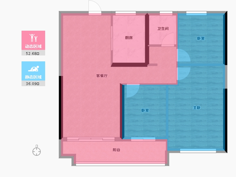 江苏省-镇江市-碧桂园·云顶-80.21-户型库-动静分区